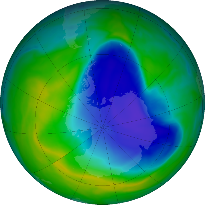 Antarctic ozone map for 23 November 2021